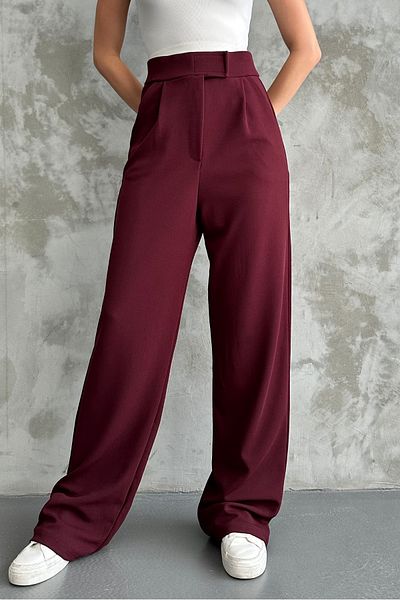 macharel jeans Women's Lycra Velcro Closure Burgundy Palazzo Trousers