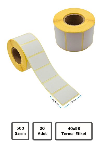 Küresel Thermal Label |   30 Rolls |   Barcode Sticker |   40X58 mm |   500 Wraps |   Scale Sticker