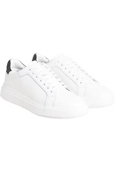 Calvin Klein Erkek Rahat Düz Taban Pürüzsüz Üst Yüzey Deri Beyaz Sneaker HM0HM01659-YAV