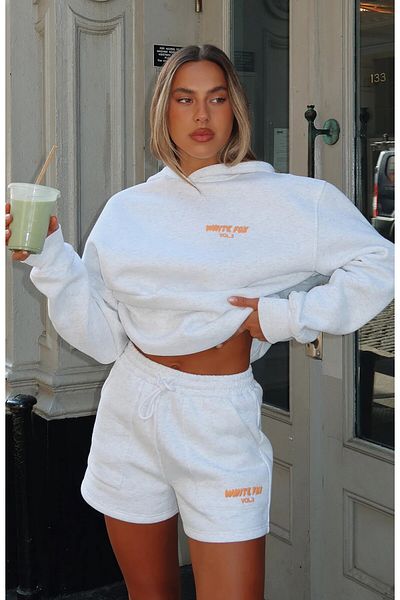 The Champ Clothing White Fox Γυναικεία White Vol 3 Lettering Offstage Φούτερ Σορτς Hoodie Σετ