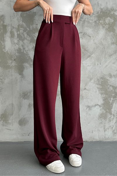 macharel jeans Women's Lycra Velcro Closure Burgundy Palazzo Trousers