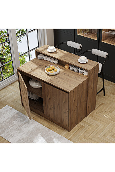 ROOMART Cortado Bar Masası Dolaplı, Kapaklı Mutfak Masası, Yemek Masası , Mut...