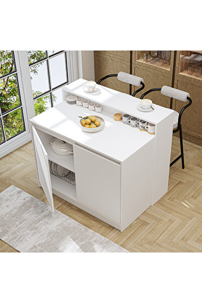 ROOMART Cortado Bar Masası Dolaplı, Kapaklı Mutfak Masası, Yemek Masası , Mut...