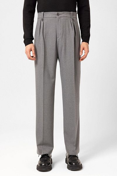 Antioch Gray Double Pleated High Waist Men's Trousers