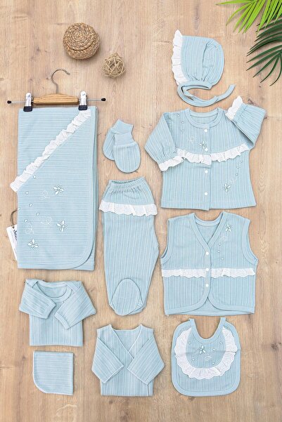 Sitilin Kız Bebebek Yenidoğan Yeşil Fistolu 10 Lu  Lüks Hastane Çıkışı Zıbın ...