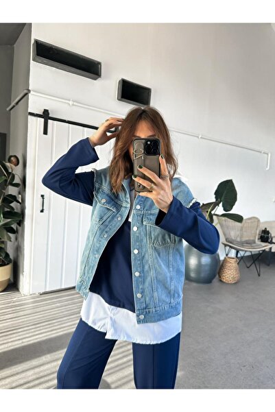 Zerrincan Giyim Mavi Kapşonlu Kot Yelek