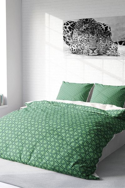 MonoHome Duvet Cover Set 100% Natural Cotton Double 3d Digital Green Pattern