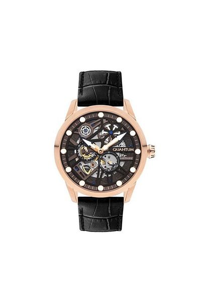 Quantum Qmg1120 Crc.455 Automatic Leather Black Sapphire Glass 46 mm Men's Wristwatch