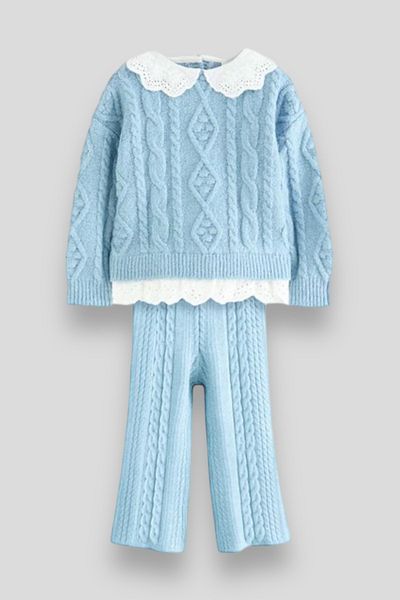 Magu Set de hanorace și pantaloni din tricotaje pentru fete - cu detaliu dungi