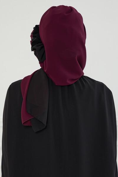 Aisha's Design Σχεδιασμός διπλού χρώματος έτοιμο τουρμπάν από σιφόν, HT-86, Μούρνι - Μαύρο