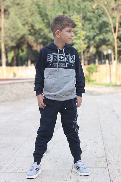 Merry Store New Style Bronx Printed Kids Tracksuit Set with Hood and Pockets