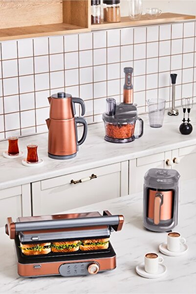 Karaca Gurme Premium Inox Evlilik Paketi Tost, Kahve, Çay Makinesi ve Mutfak Robotu Galactic Bronze