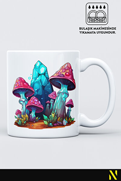 nilizma كوب بورسلين منقوش على شكل فطر