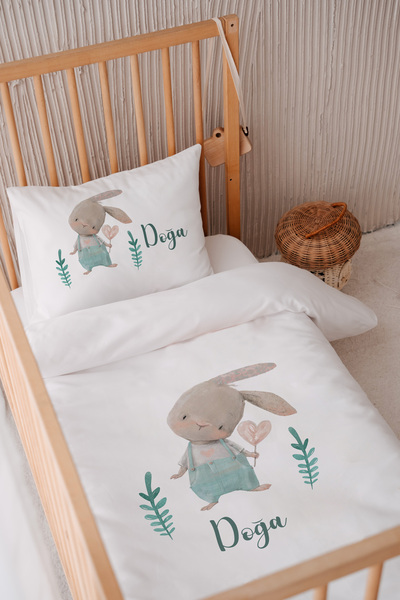 Lilabio %100 Pamuk Saten Isme Özel Isimli 100x150 Bebek Yatak Nevresim Seti K...