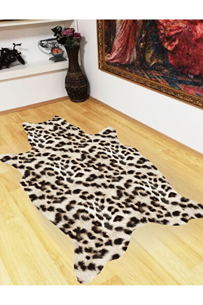 Emiroğlu Gerçek Tüylü Post Görünümlü Süngerli Kalın Yüzey Makinede Yıkanabilir Halı - DERİ TABAN