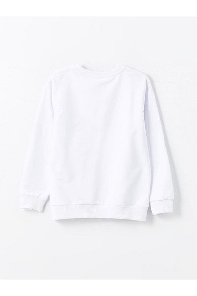 LC Waikiki Hanorac alb pentru fetiță cu gât crew