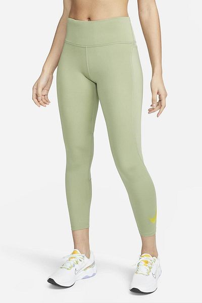 Nike Dri Fit Fast Mid Rise 7/8 Running 3 Pocket Women's Tights Green
