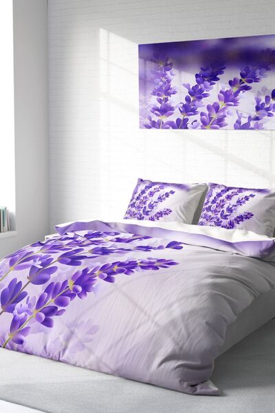 MonoHome Duvet Cover Set 100% Natural Cotton Double 3d Digital Lavander