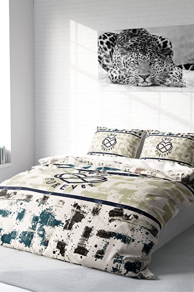MonoHome Постільна білизна з бавовняного сатину для двомісного ліжка 3D Digital Love Forever