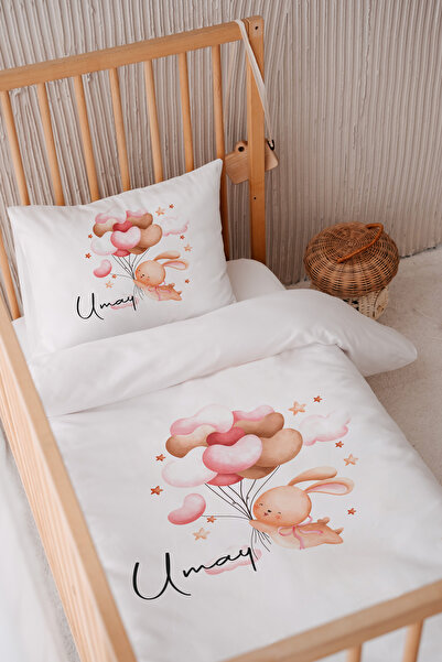 Lilabio %100 Pamuk Saten Isme Özel Isimli 100x150 Bebek Yatak Nevresim Seti B...