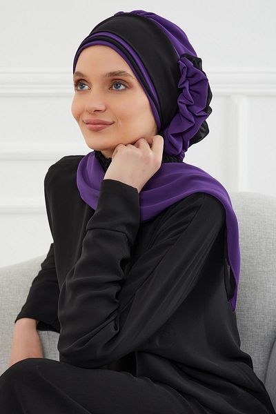 Aisha's Design Ready Chiffon Turban - Double Color, Design Model: ht-86