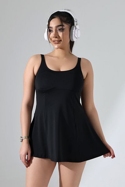 winmoda Plus Size Women's Swimsuit Dress with Large Size Leggings Detail - Swimwear