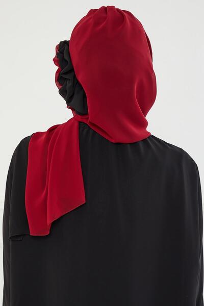 Aisha's Design Σχεδιασμός διπλού χρώματος έτοιμο τουρμπάν από σιφόν, HT-86, μπορντό - μαύρο