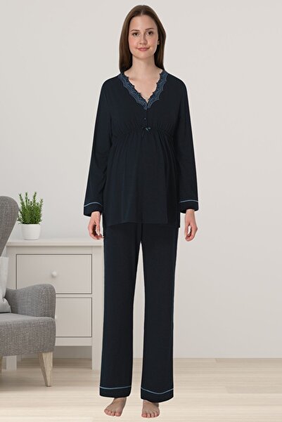 ByLohusa Σετ πιτζάμες εγκυμοσύνης Effortt Navy Blue