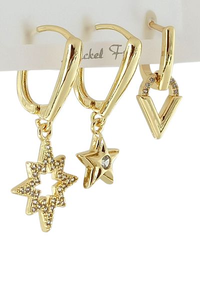 Çlk Accessories Premium 3-Piece North Star Earrings Combination