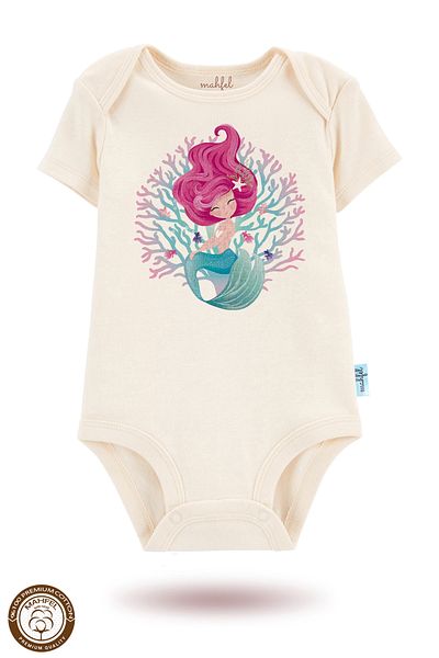 MAHFEL 2-Piece 100% Cotton Organic Printed Snap Fastener Baby Bodysuit