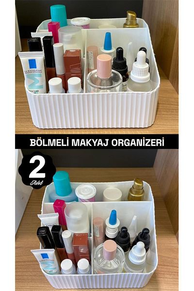 Bayev 2 bucăți Buse Makeup Organizer Suport cosmetic 4 compartimente Parfum Cremă Suport stilou Organizator de birou