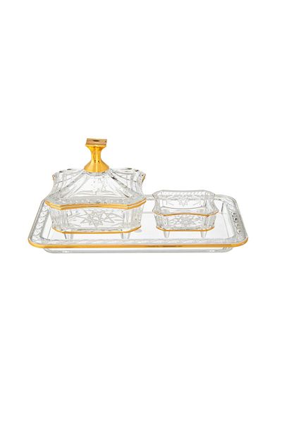 Dania 3-Piece Gold Acrylic Date Serving Set with Seed Plate