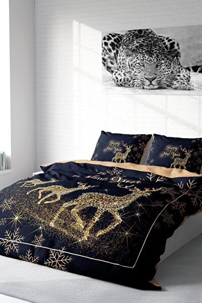 MonoHome Новогодишен комплект спално бельо 100% естествена памук Merry Christ...
