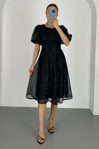 Lafaba Γυναικείο μίντι βραδινό φόρεμα με παγιέτες με μαύρη ζώνη