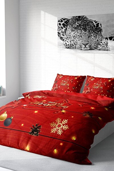 MonoHome New Year Duvet Cover Set 100% Natural Cotton Merry Christmas Double Cone