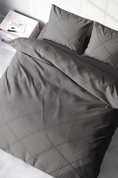 MonoHome Double 100% Natural Cotton Duvet Cover Set - 3D Digital Gray Lux Ranforce