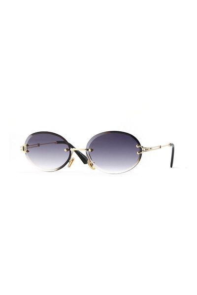 TomyHelf Gold Color Stylish Sunglasses with Round Rimless Gradient Lenses - Unisex Modern Design