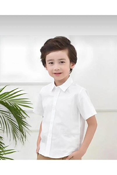 Kuraff Giyim Çocuk 23 Nisan 29 Ekim 10 Kasım Gösteri Kısa Kol Okul Beyaz Gömlek