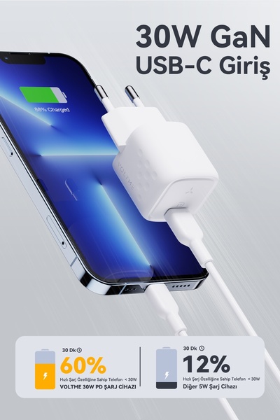 VOLTME V2009 Revo Beyaz 30w C Usb-c Şarj Aleti