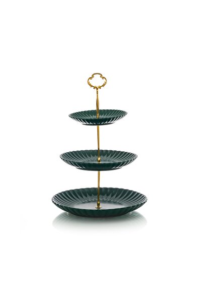 HIC ceramic sweet stand green color with 3 floors