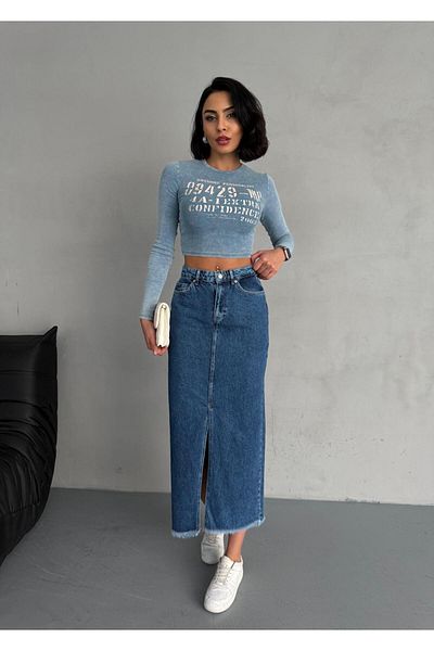 Zeo Basic FUSTA DENIM ALBASTRU ÎNCHIS MĂRIME MAXI
