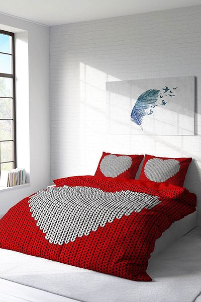 MonoHome Duvet Cover Set 100% Natural Cotton Double 3d Digital Woven Heart
