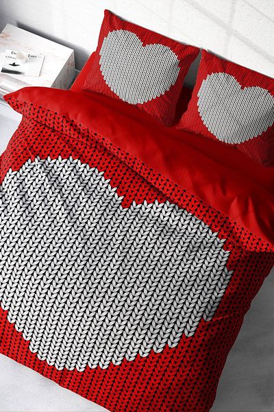 MonoHome Duvet Cover Set 100% Natural Cotton Double 3d Digital Woven Heart
