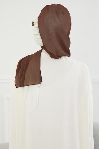 Aisha's Design Σχεδιασμός διπλού χρώματος έτοιμο τουρμπάν από σιφόν, HT-86, καφέ - κρεμ