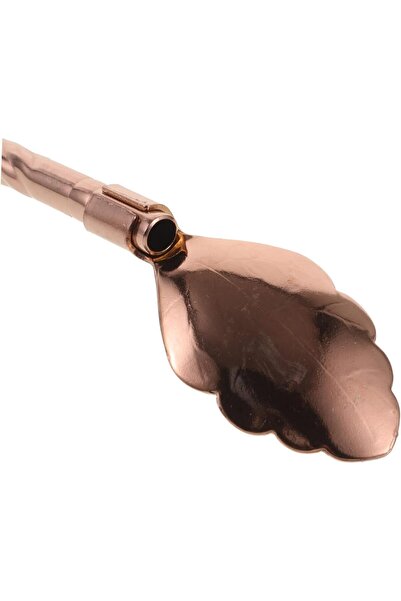 Elista 6'lı Bronz Pipetli Latte Kaşığı Kokteyl Kaşığı Ve Temizleme Fırçası, 22 Cm Yaprak Model