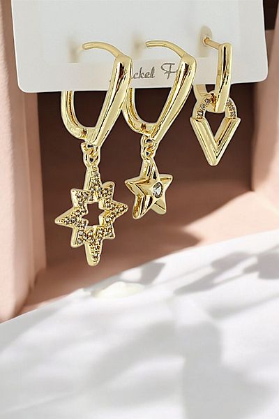 Çlk Accessories Premium 3-Piece North Star Earrings Combination