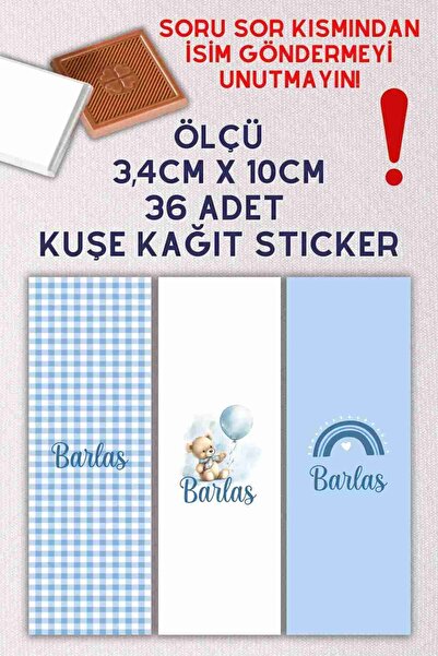 fırsatlar diyarı Ayıcık Tema - Bebek Madlen Çikolata Sargı Etiketi - 35 Adet