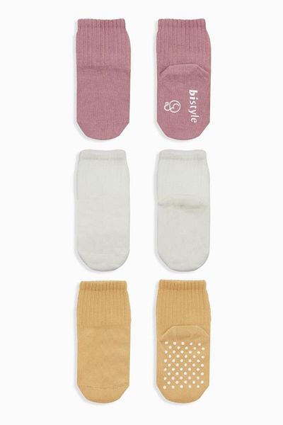 NW NessiWorld Bistyle Basic Kaymaz Penye Soket Çorap 3'lü Bs10106 Pudra Ekru Somon