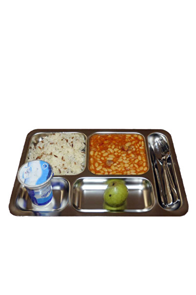 Russet Biliz Metal Yemek Tepsisi 5 Gözlü Tabldot Paslanmaz