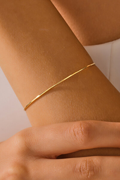 MOOM MÜCEVHERAT 14 Ayar Altın Bombeli Düz Spor Kelepçe